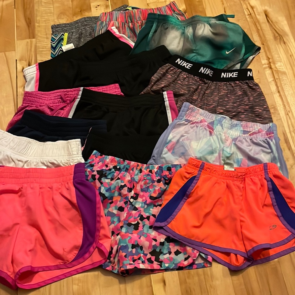 Large bundle of athletic shorts. Girls size 6